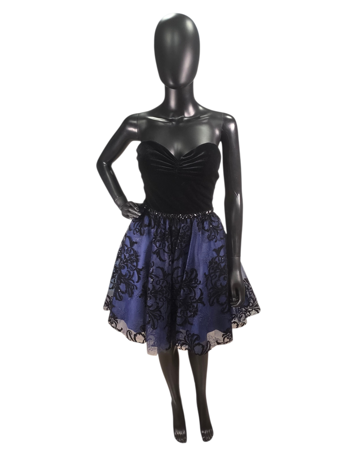 Black/Royal Blue Sweetheart Mini - Mori Lee