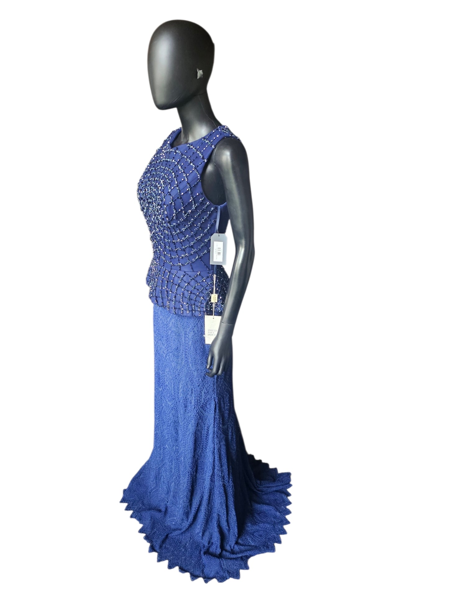 Navy Blue Beaded/Lace - Lara