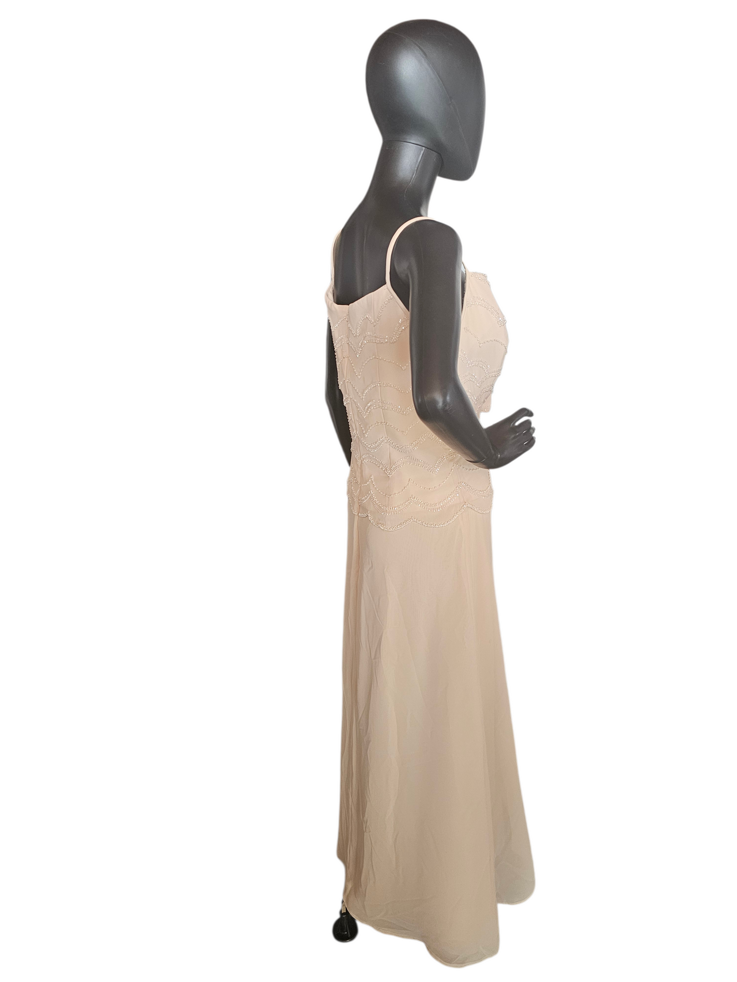 Cream Chiffon Beaded Formal Dress - Jade