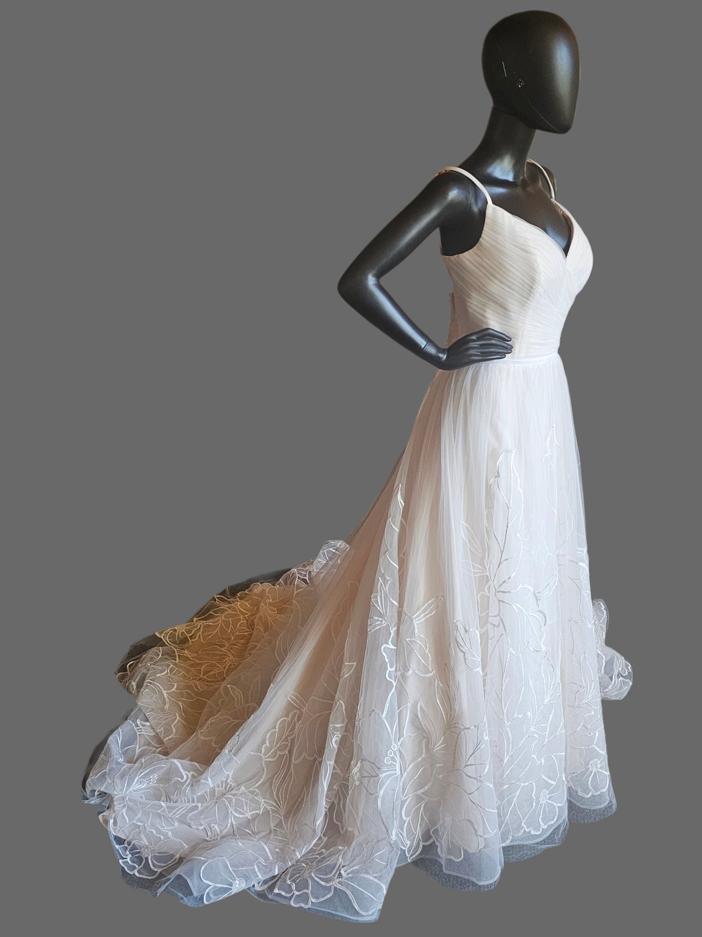 Blush Tulle Floral A-Line Embroidered Sequin Flowers - Maggie Sottero