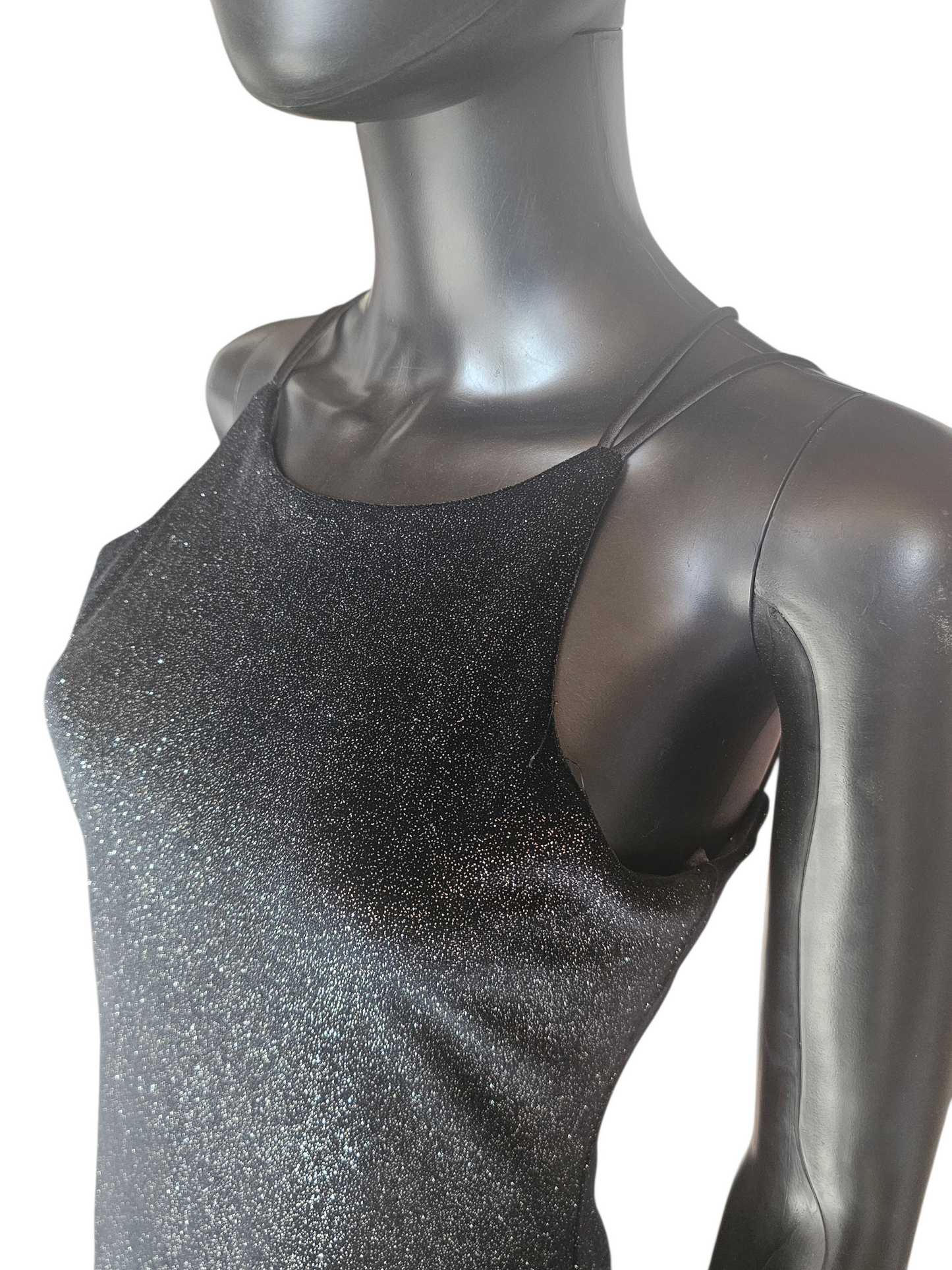 Black Velvet Glitter Halter Prom/Party Dress - Afortiori