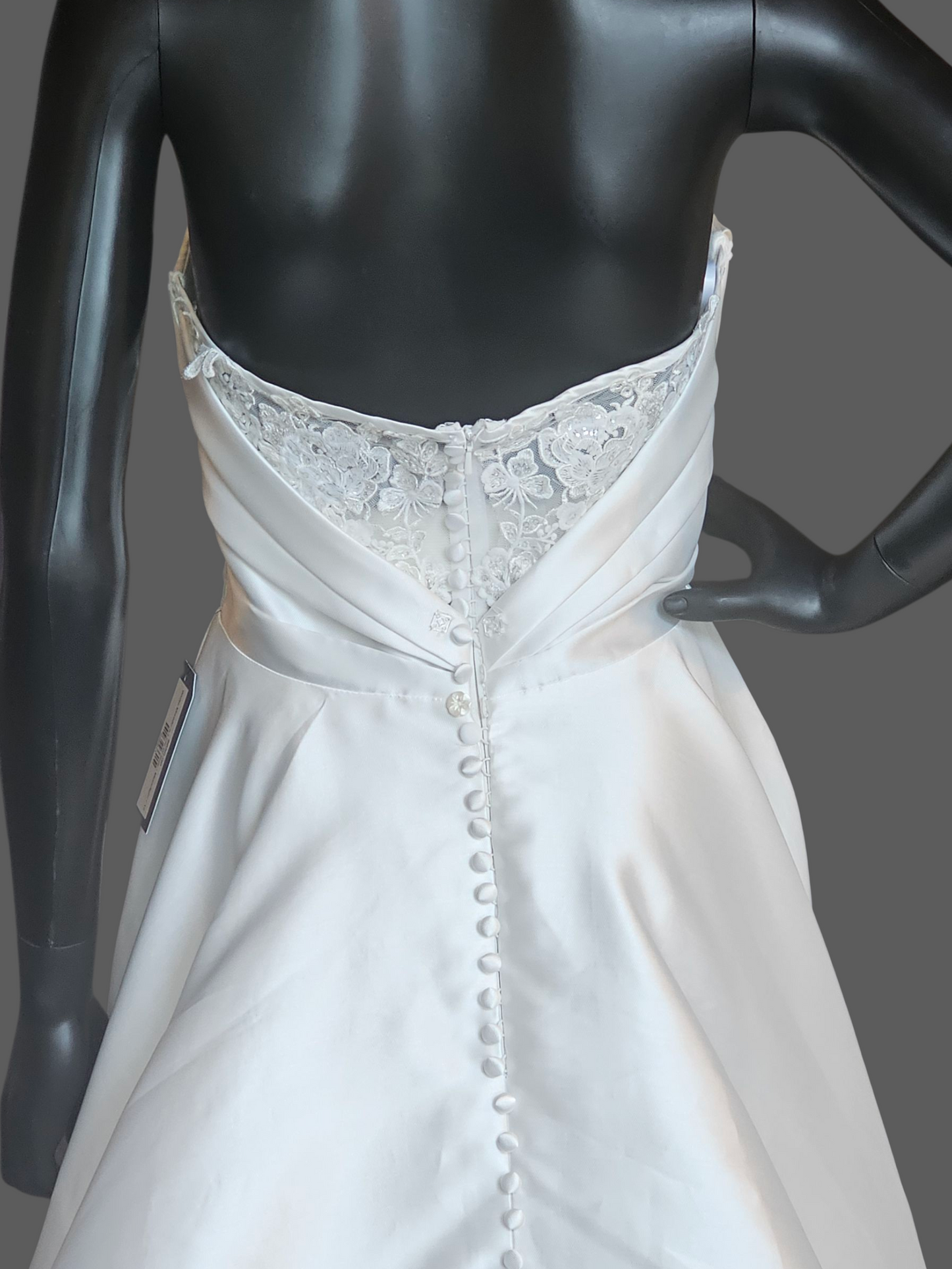 White Mikado A-Line W/Bow Wedding Gown - Moonlight