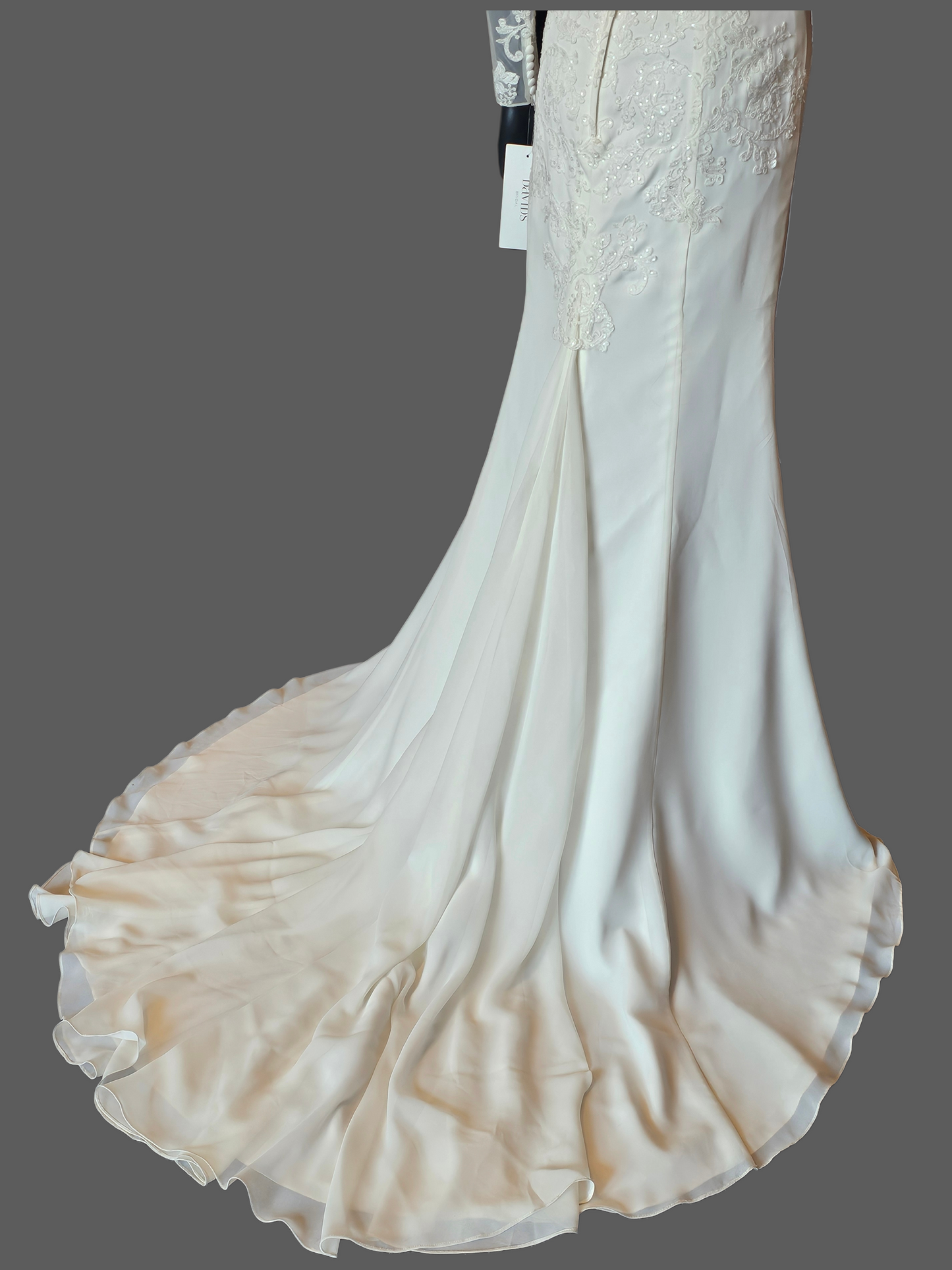 Ivory Fit/Flare Long Sleeve Wedding Gown - Davids Bridal NWT