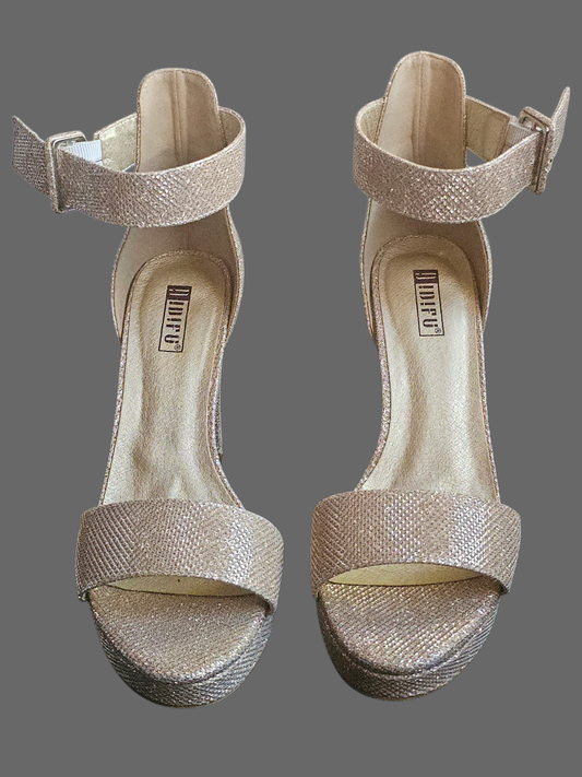 Rose Gold Platform Ankle Strap Heel Shoe