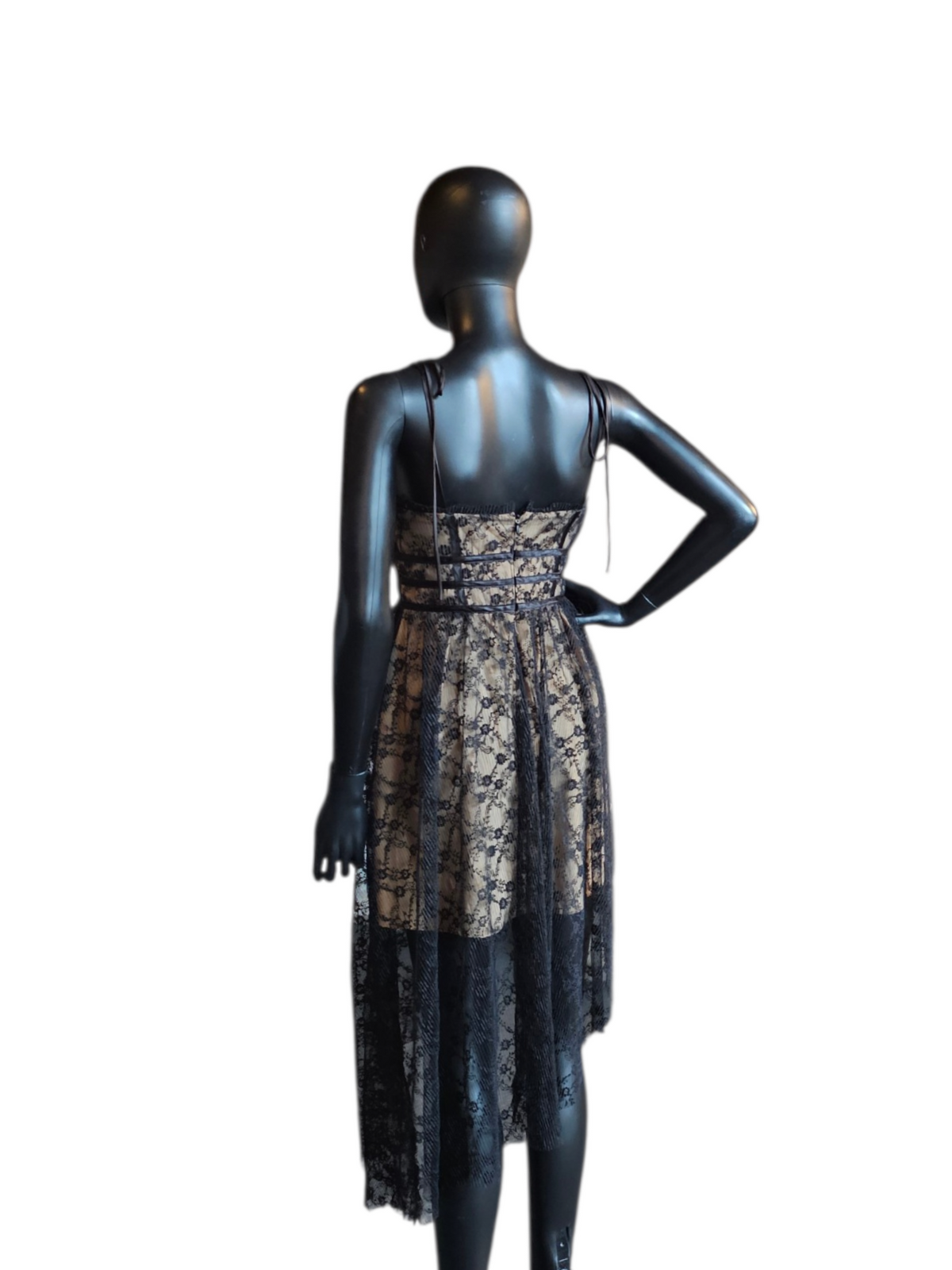 Black/Nude Lace Corset Formal/Homecoming Dress - Steve Madden