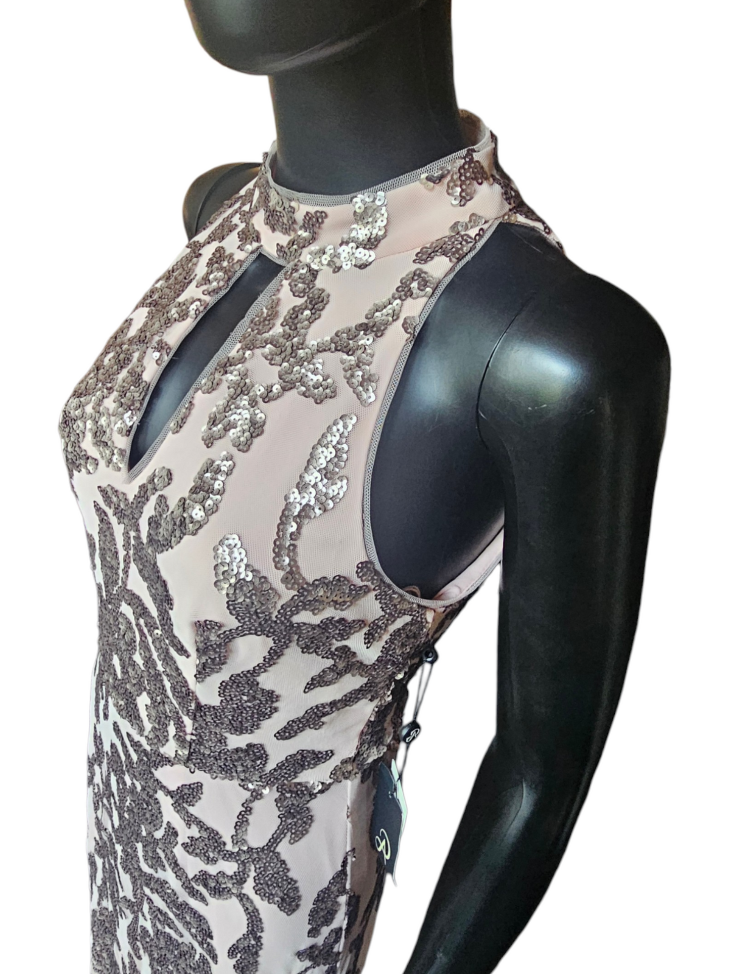 Blush High Neck Fit/Flare  Floral Ombre Sequin Maci Formal Dress - Adrianna Papell