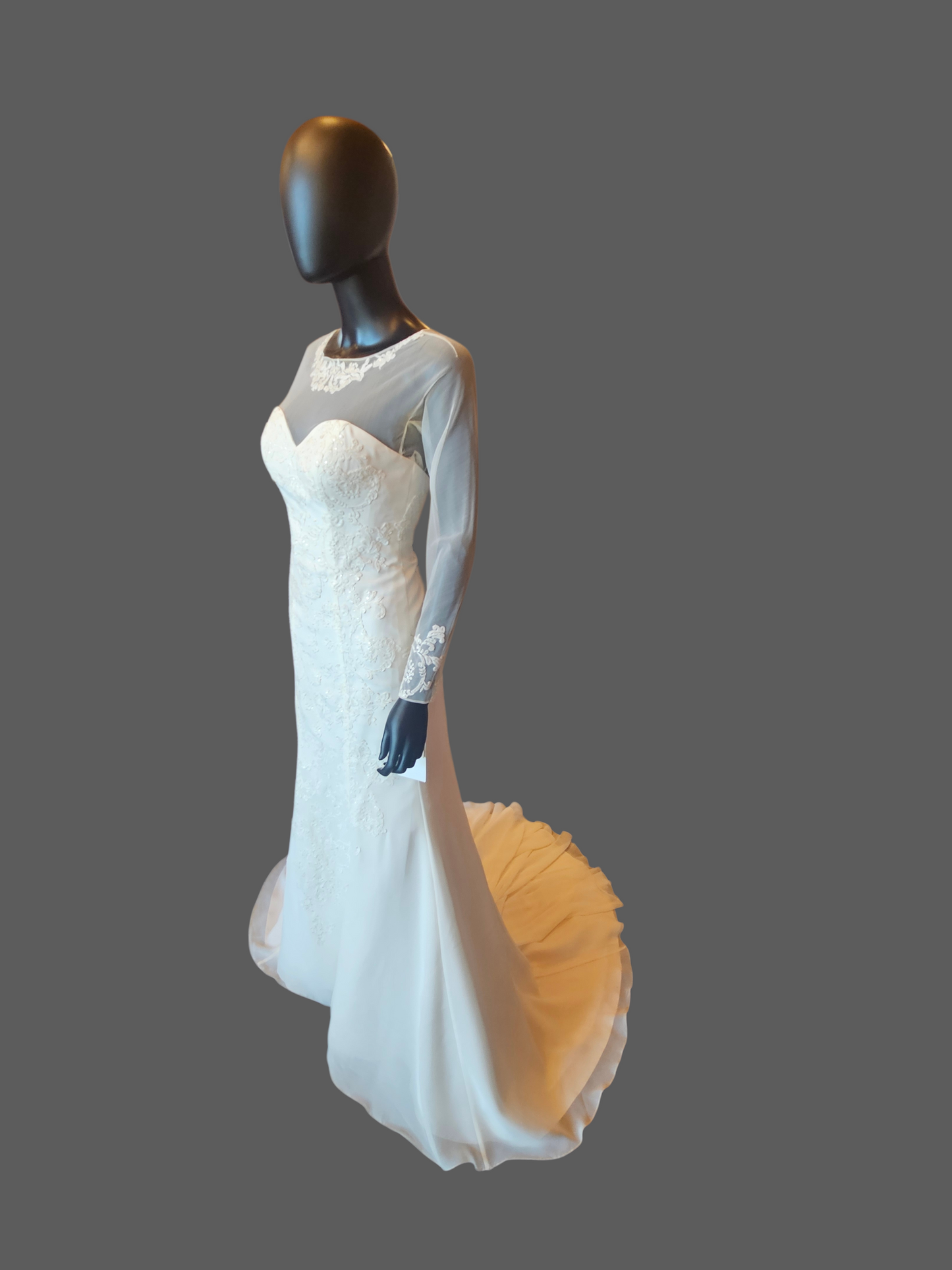 Ivory Fit/Flare Long Sleeve Wedding Gown - Davids Bridal NWT