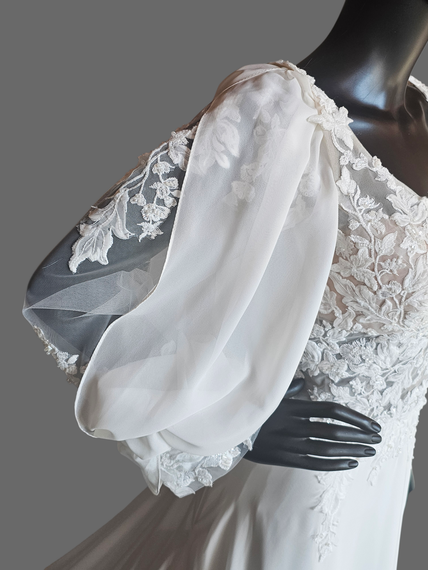 Chiffon Boho Plunge W/Detatchable Puff Sleeve - Private Label