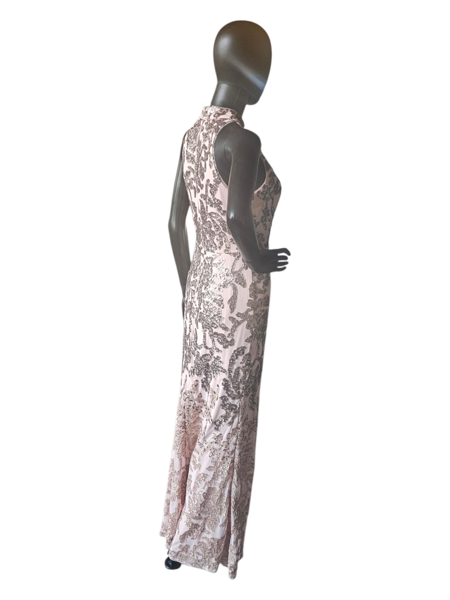 Blush High Neck Fit/Flare  Floral Ombre Sequin Maci Formal Dress - Adrianna Papell