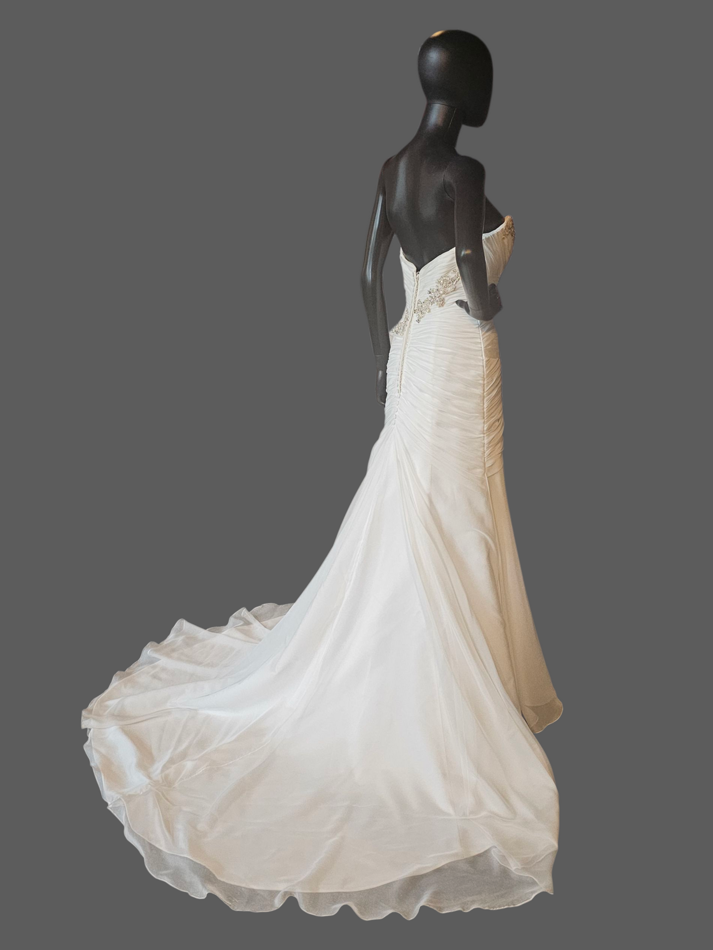 Ivory Chiffon Fit/Flare Sweetheart Wedding Gown - Casablanca