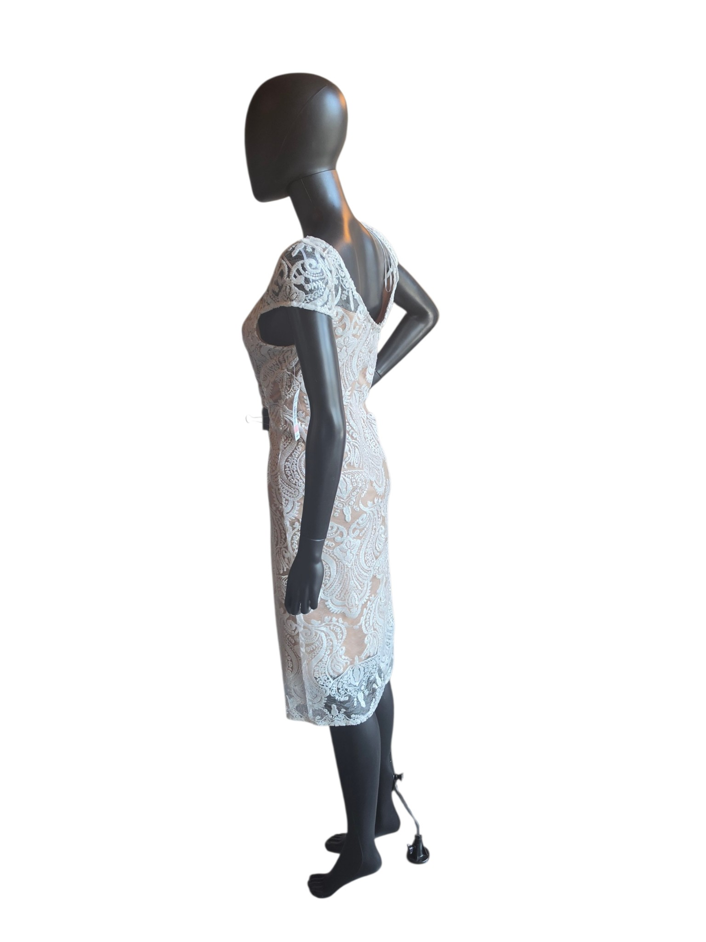 Iv/Nude Lace Cap Sleeve Party/Bachelorette Dress - RM Richards