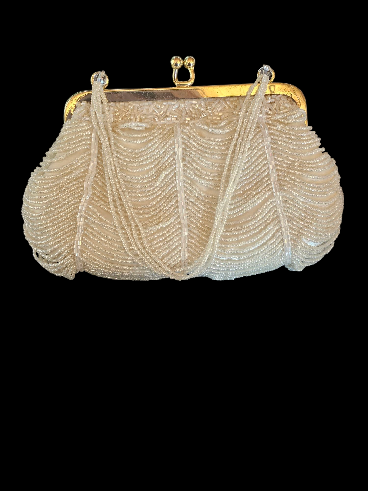 Gold/Ivory Beaded Clutch