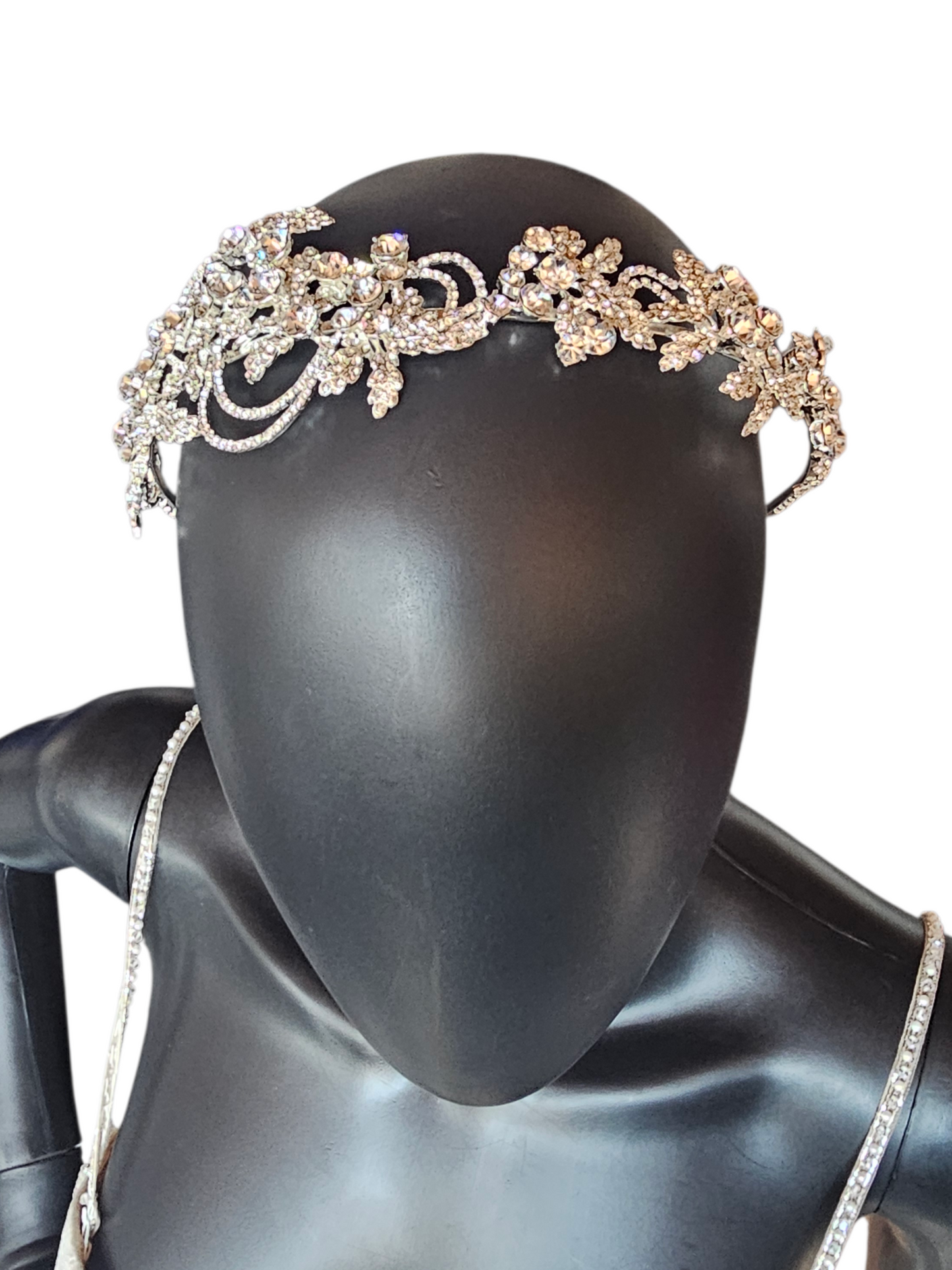 Large Silver Rhinestone/Crystal Asymetrical Filigree Bridal Headband