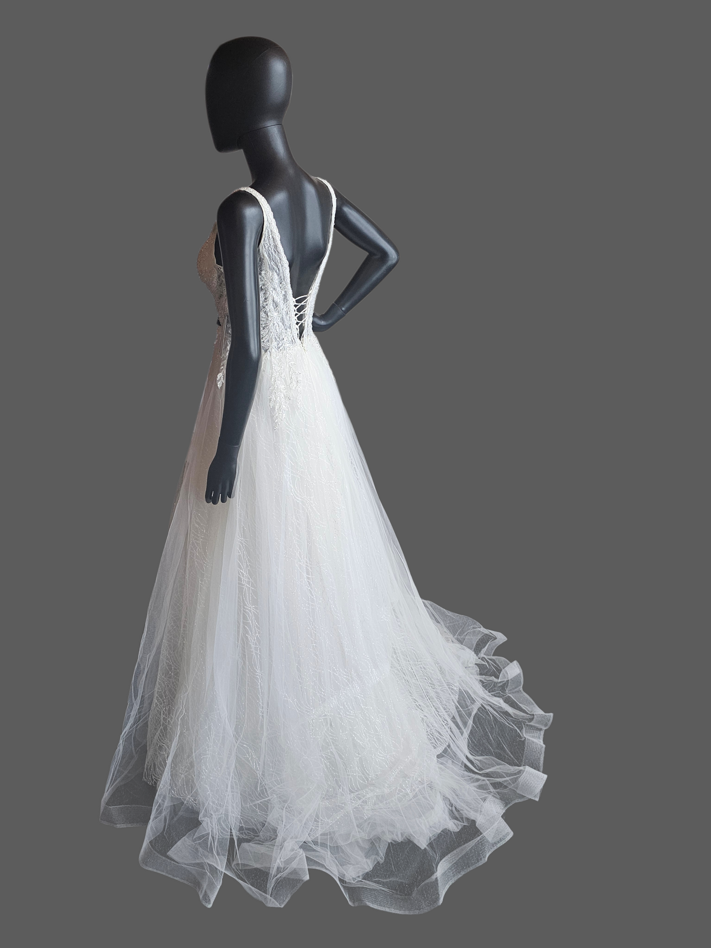 Ivory V-Neck Plunge Layered Sparkle - Di La Sena