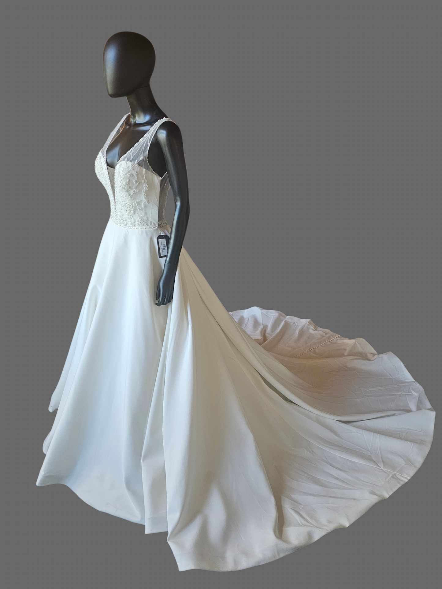 Pearl Plunge V-Neck Aline Wedding Gown - Justin Alexander