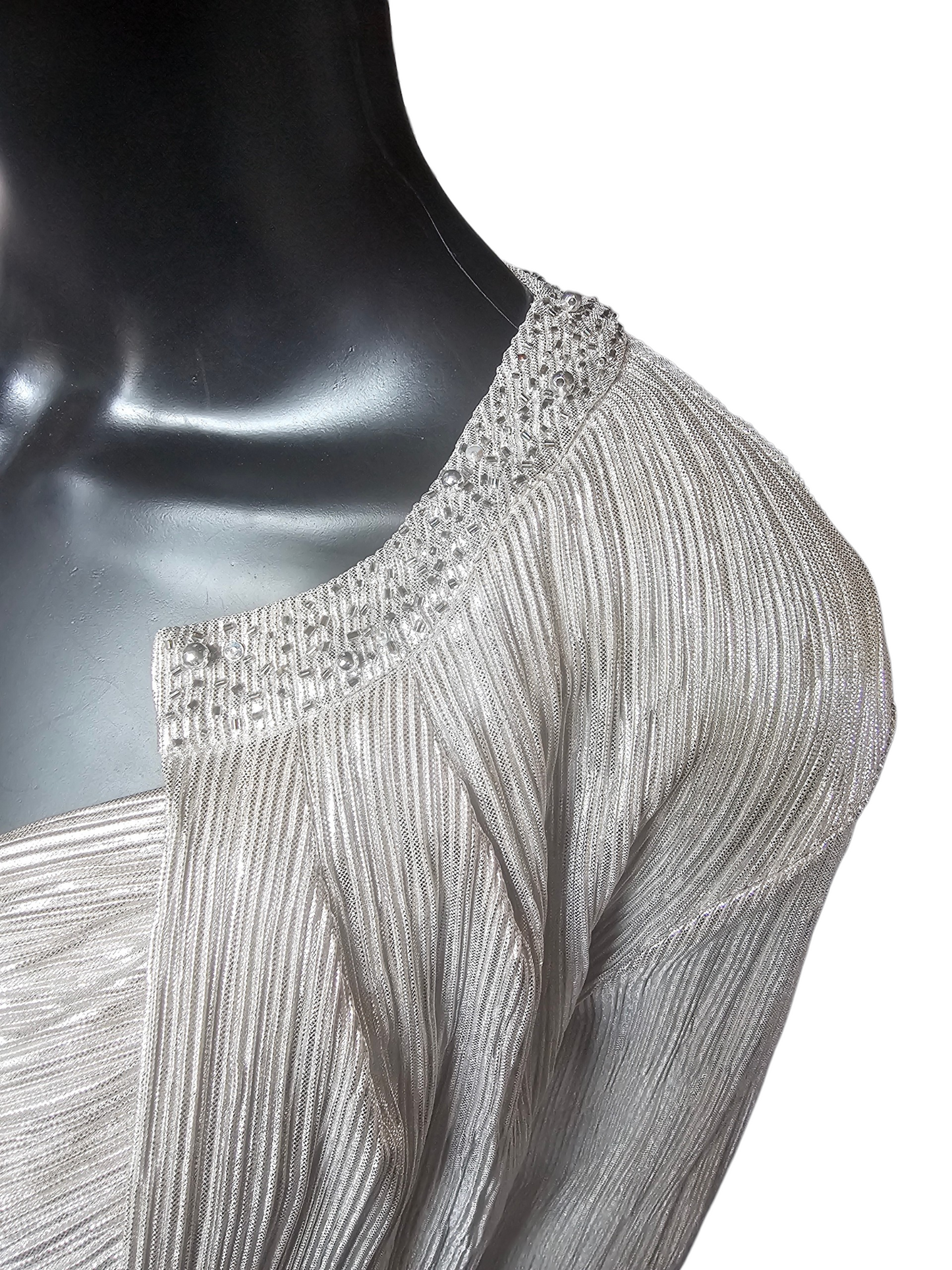 Champagne Metallic Crinkle Fabric W/Jacket NWT Maxi Formal Dress  - Cachet