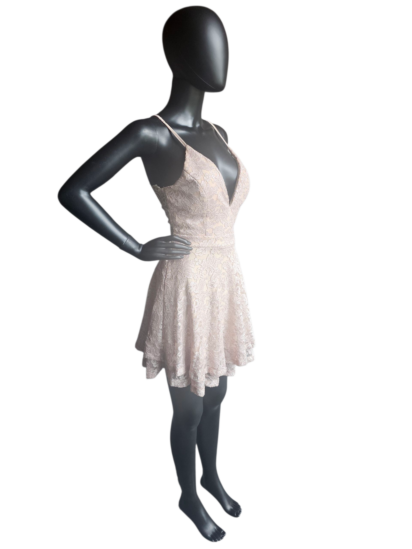 Nude/Gold Sparkle Lace Mini Party/Cocktail Dress - Windsor