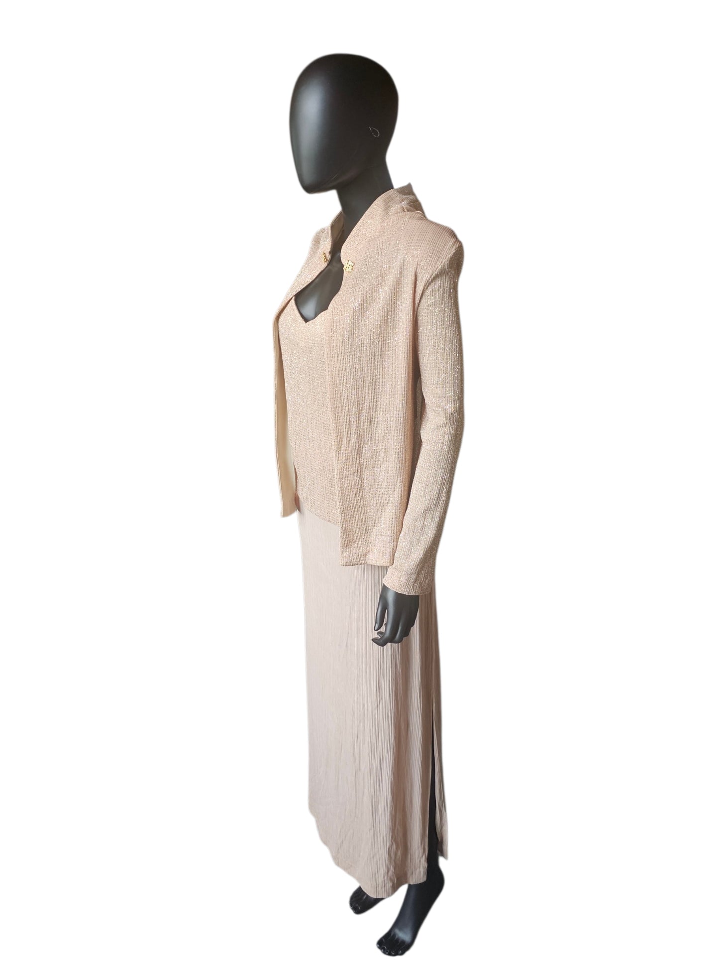 Gold Glitter W/Jacket Scoop Neck Jacket Detail - R & M Richards