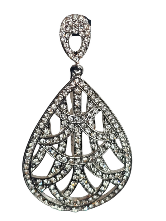 Silver/Crystal Large Teardrop Earring