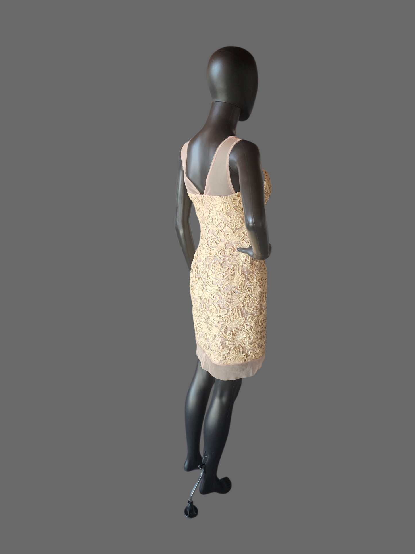 Taupe 3D Lace Illusion Cocktail/Party Dress - BCBG