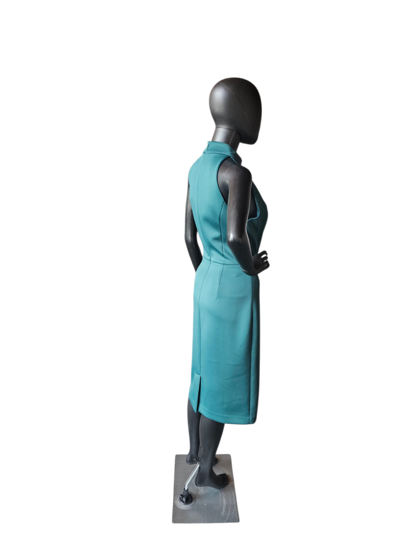 Green Neoprene Halter Side Flair Cocktail Dress - Eliza J
