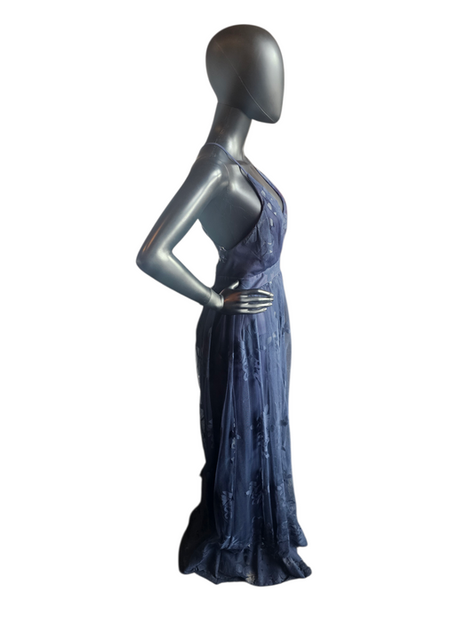 Navy Floral Boho A-Line Maxi Dress - ShoPo