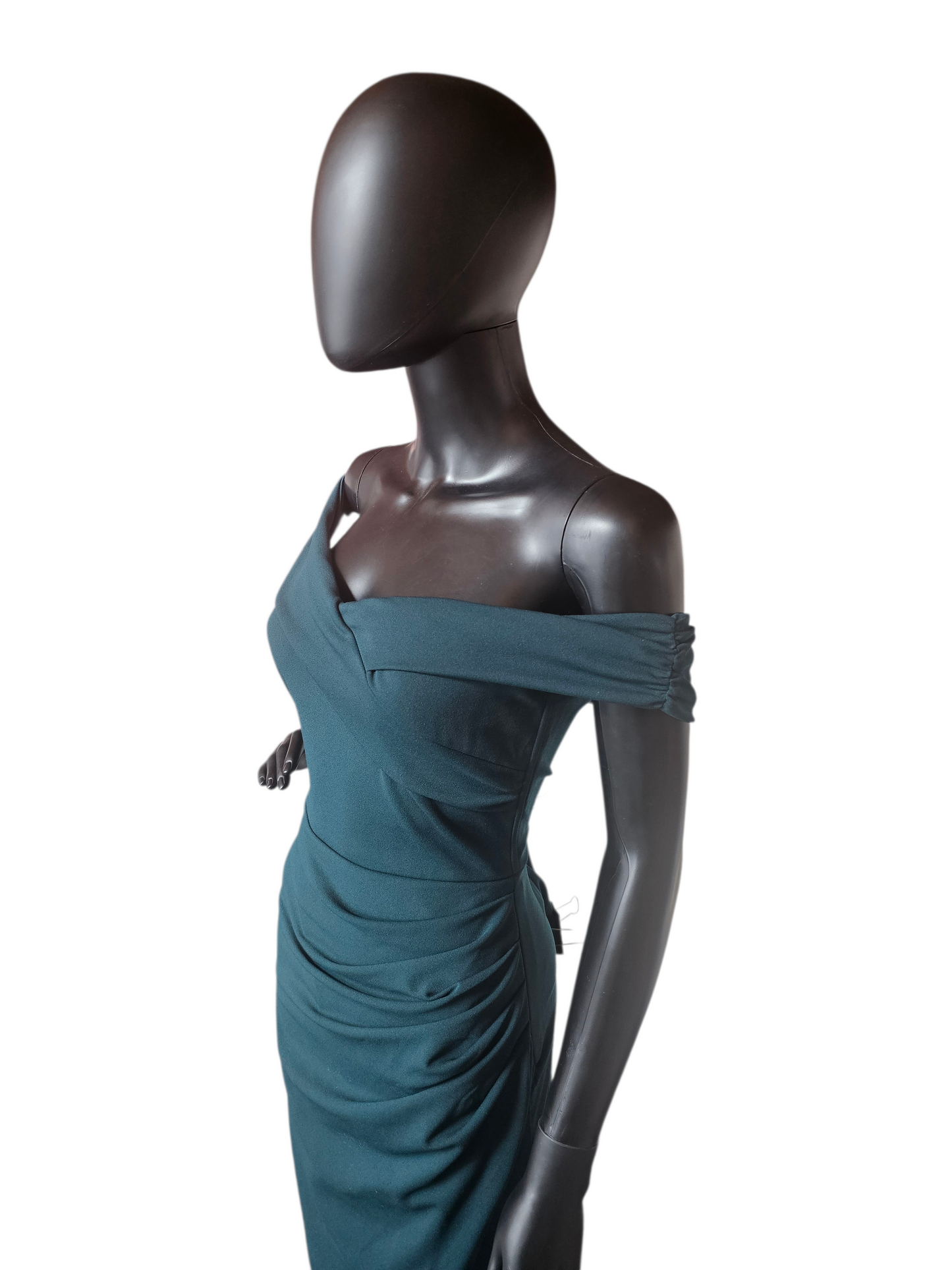 Forest Green Off Shoulder Stretch Jersey Formal Dress - Lulus