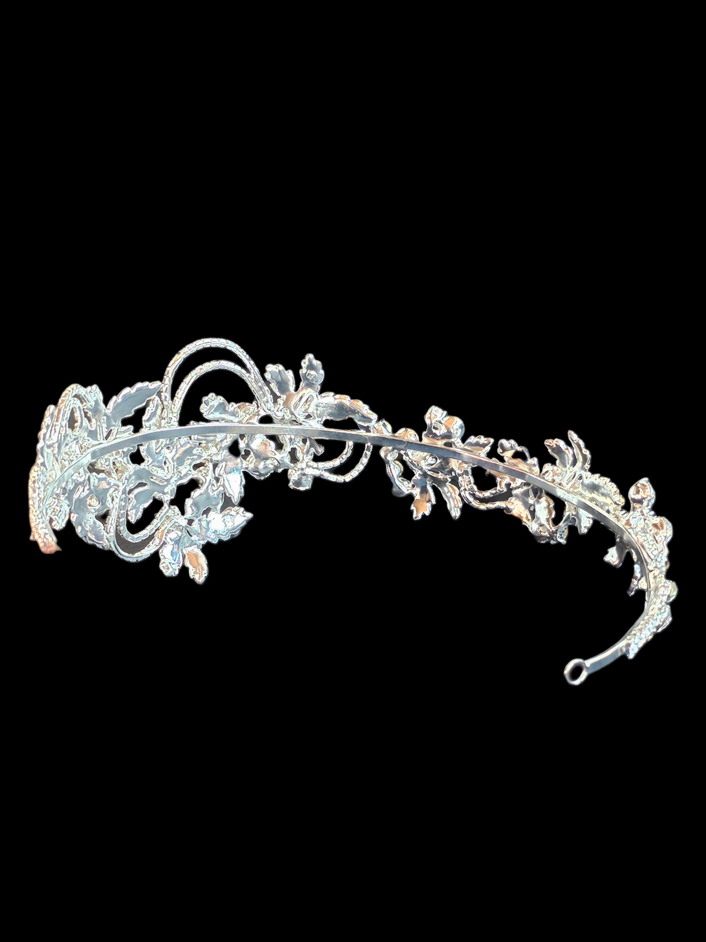Large Silver Rhinestone/Crystal Asymetrical Filigree Bridal Headband