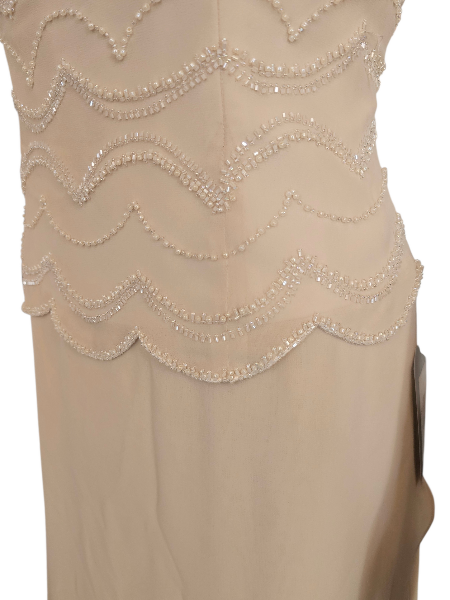 Cream Chiffon Beaded Formal Dress - Jade