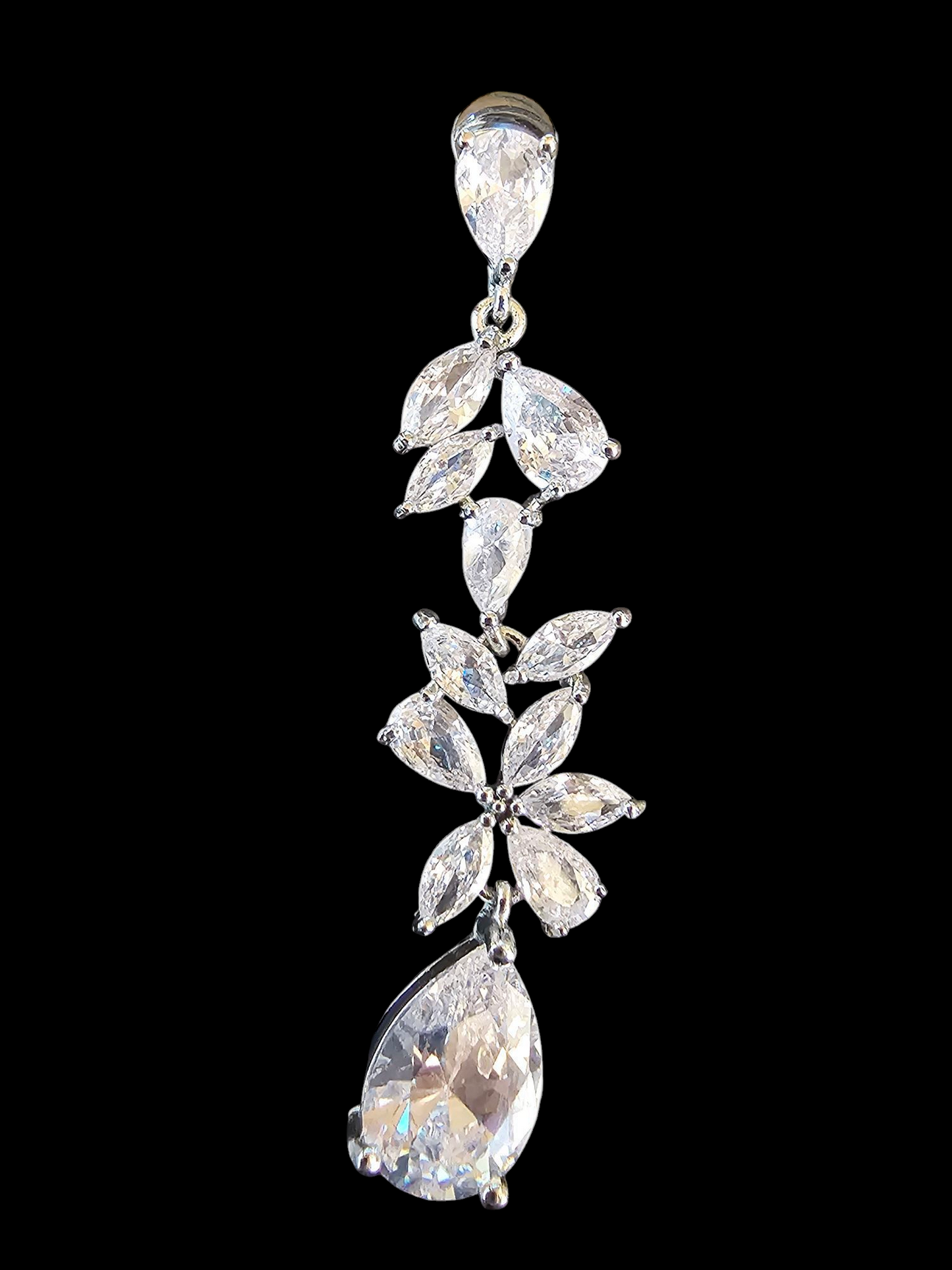 Silver Crystal Teardrop Earring
