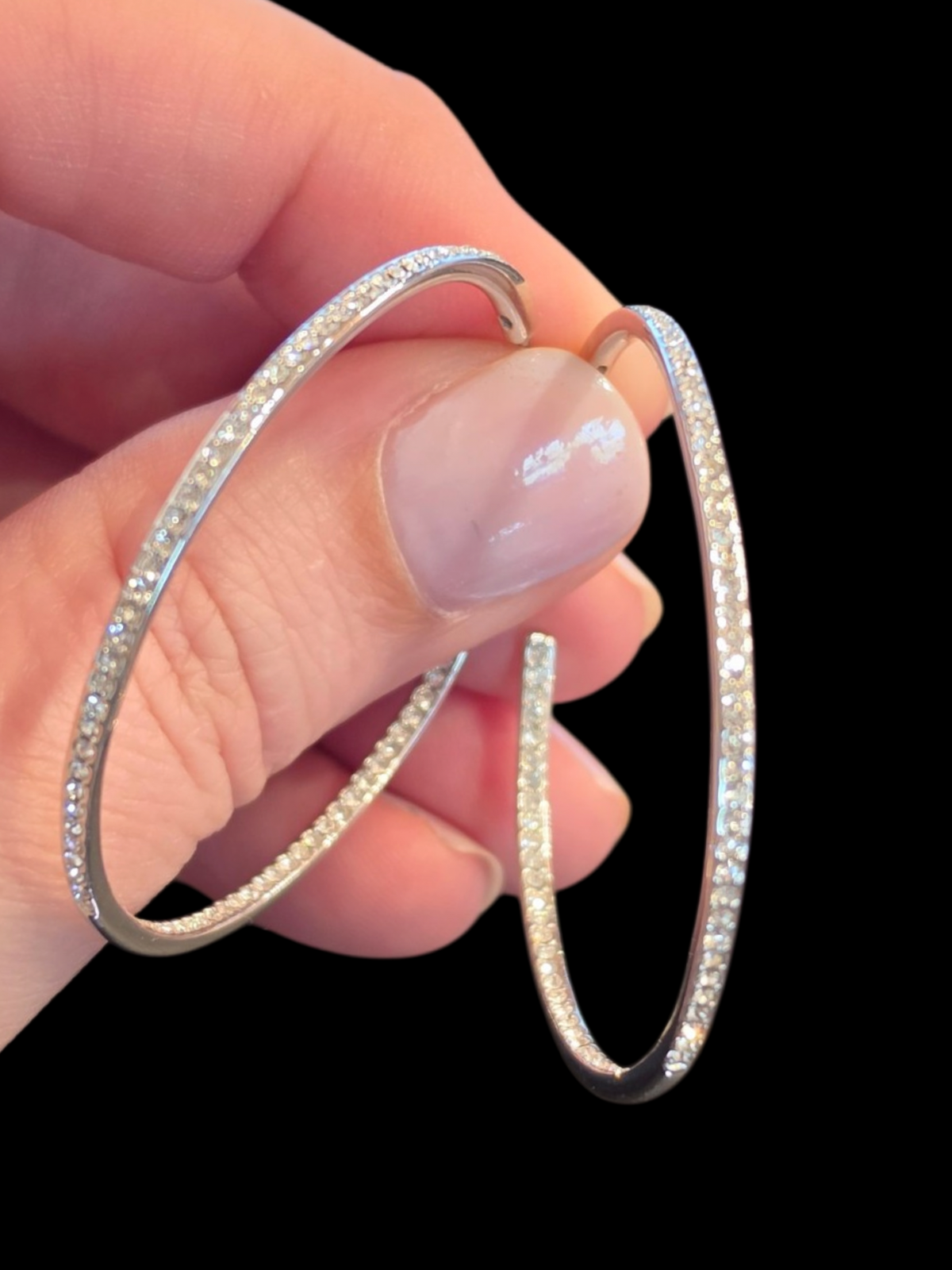Sterling Silver Crystal Hoop Earring