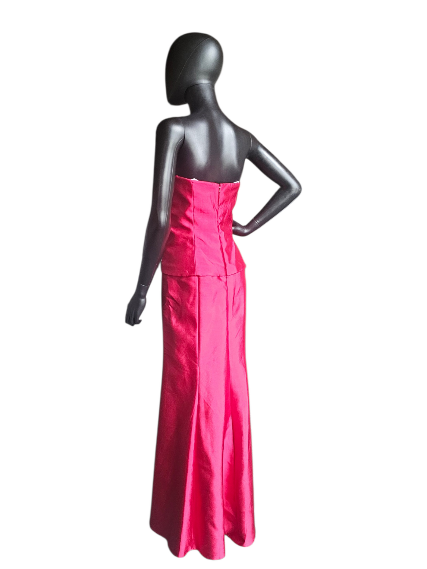 Red Mikado Fit/Flare Mothers Dress W/Cropped Jacket Applica Asymmetrical Sweetheart Strapless Formal Dress - Montage