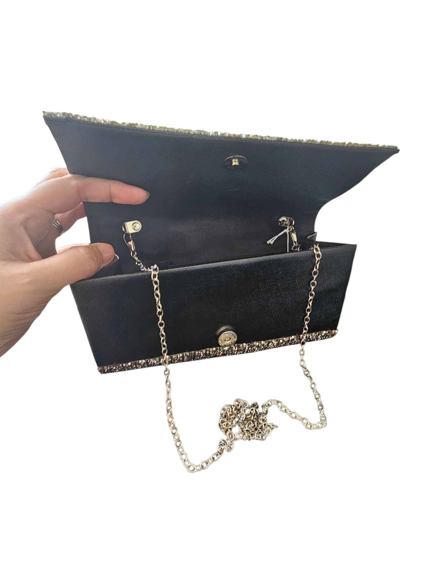 Black/Silver Beaded Clutch