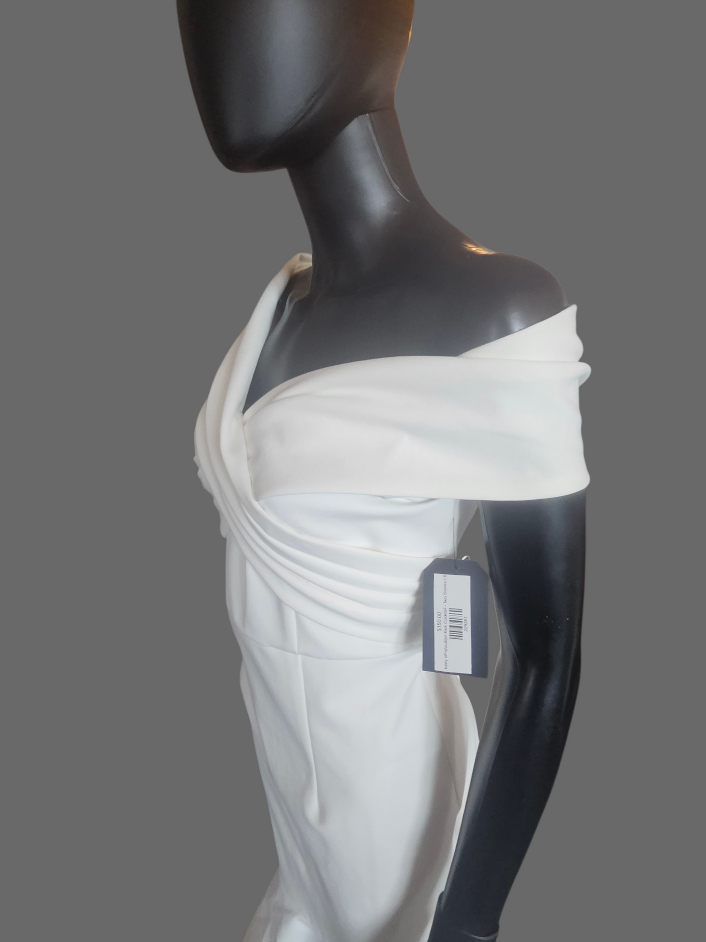 Ivory off-shoulder Kick Cocktail/Party Dress - Two Sisters