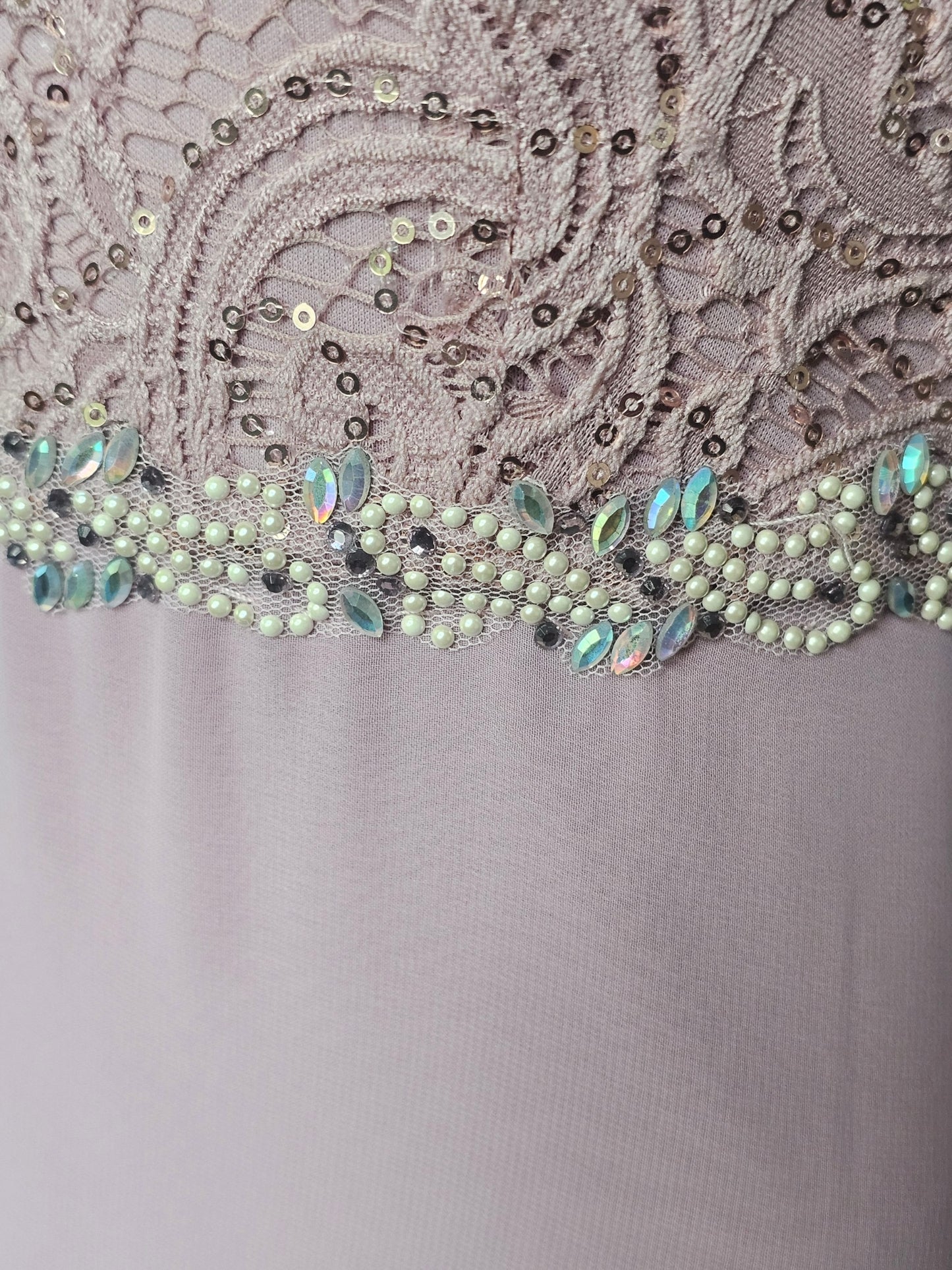 Mauve Beaded Belt/Lace Details - Jackie Jon