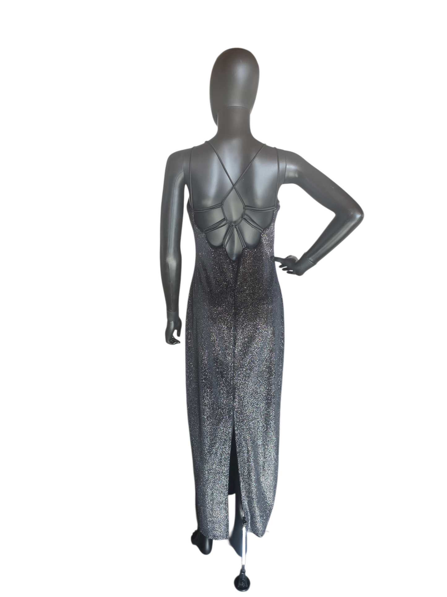 Black Velvet Glitter Halter Prom/Party Dress - Afortiori