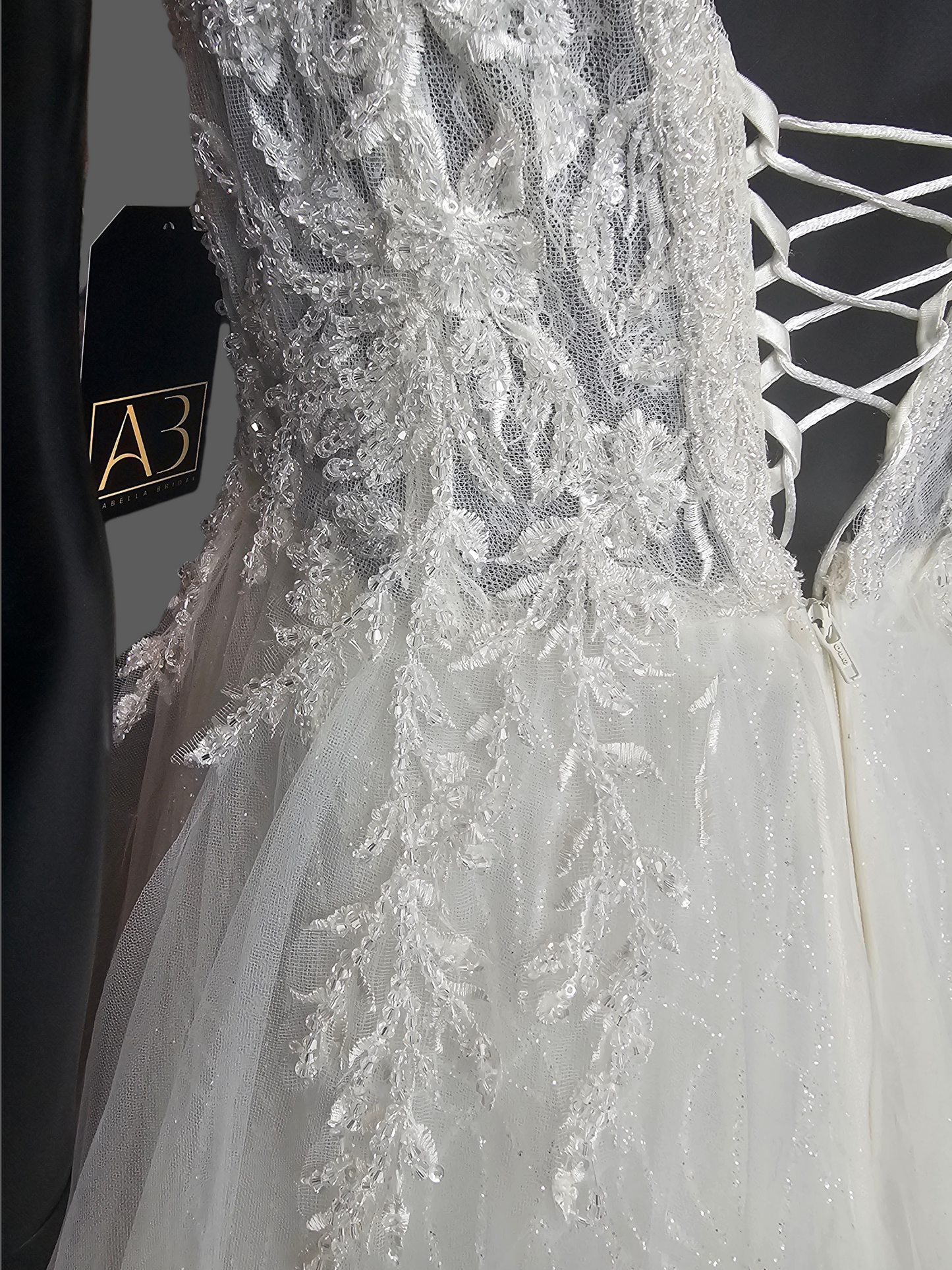 Ivory V-Neck Plunge Layered Sparkle - Di La Sena