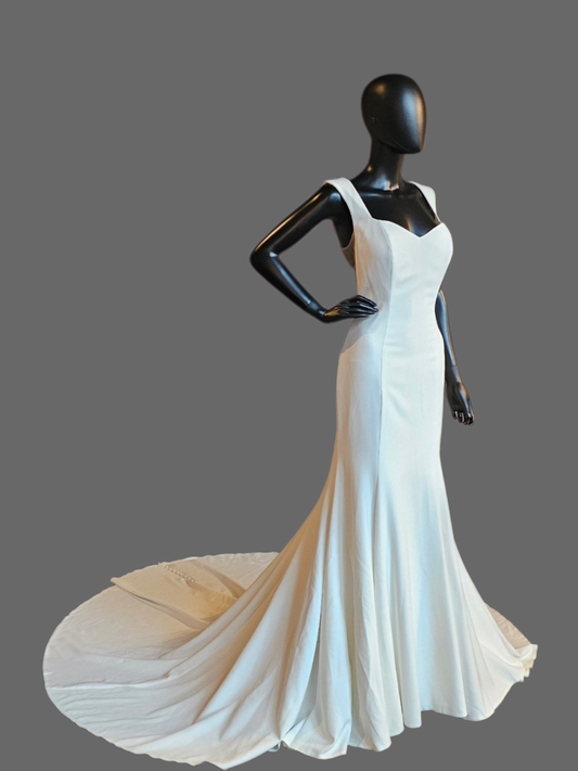 Simple Crepe Open Sides Fit/Flare Wedding Gown - Allure