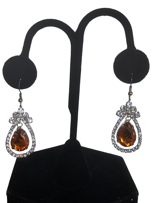 Orange Crystal Teardrop Earring