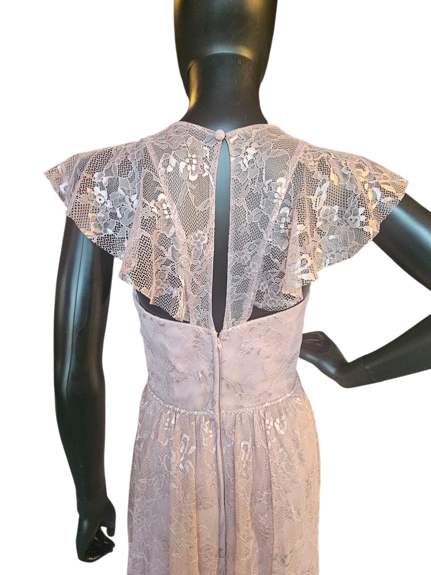 Desert Rose Lace Flutter Sleeve Full Length Formal Gown - Madeline Gardner