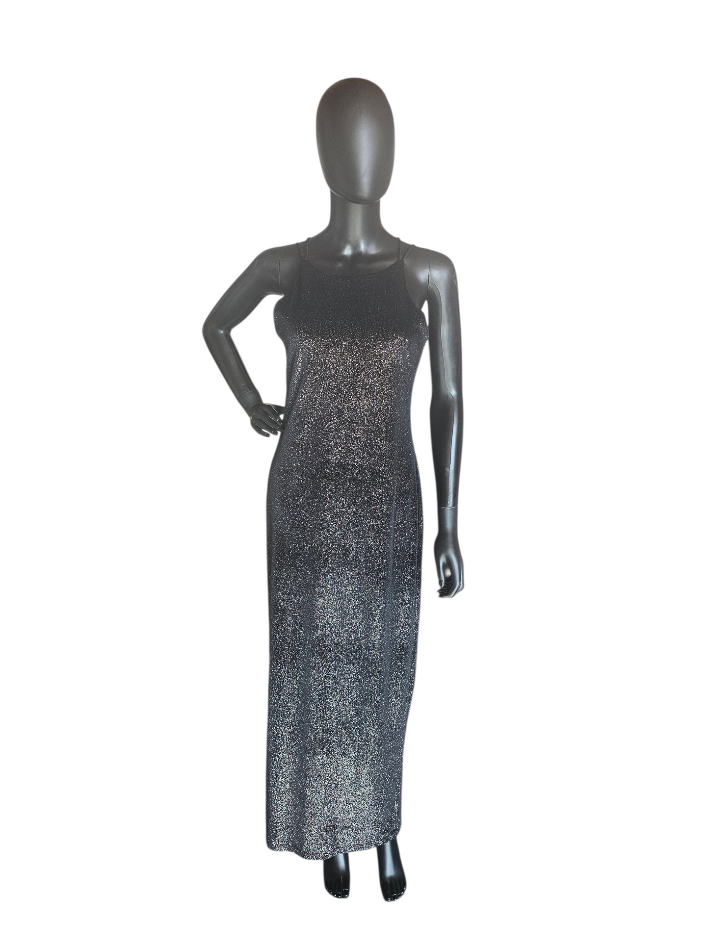 Black Velvet Glitter Halter Prom/Party Dress - Afortiori