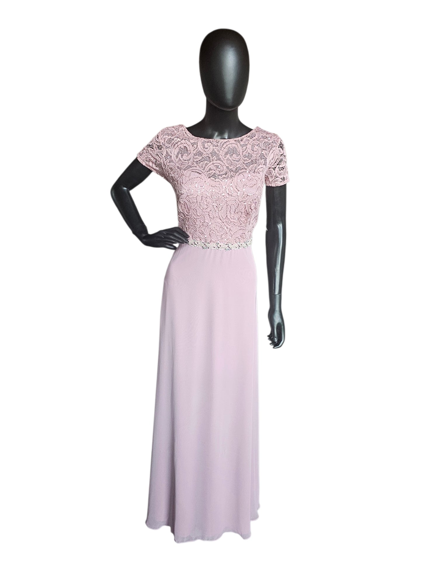 Mauve Beaded Belt/Lace Details - Jackie Jon