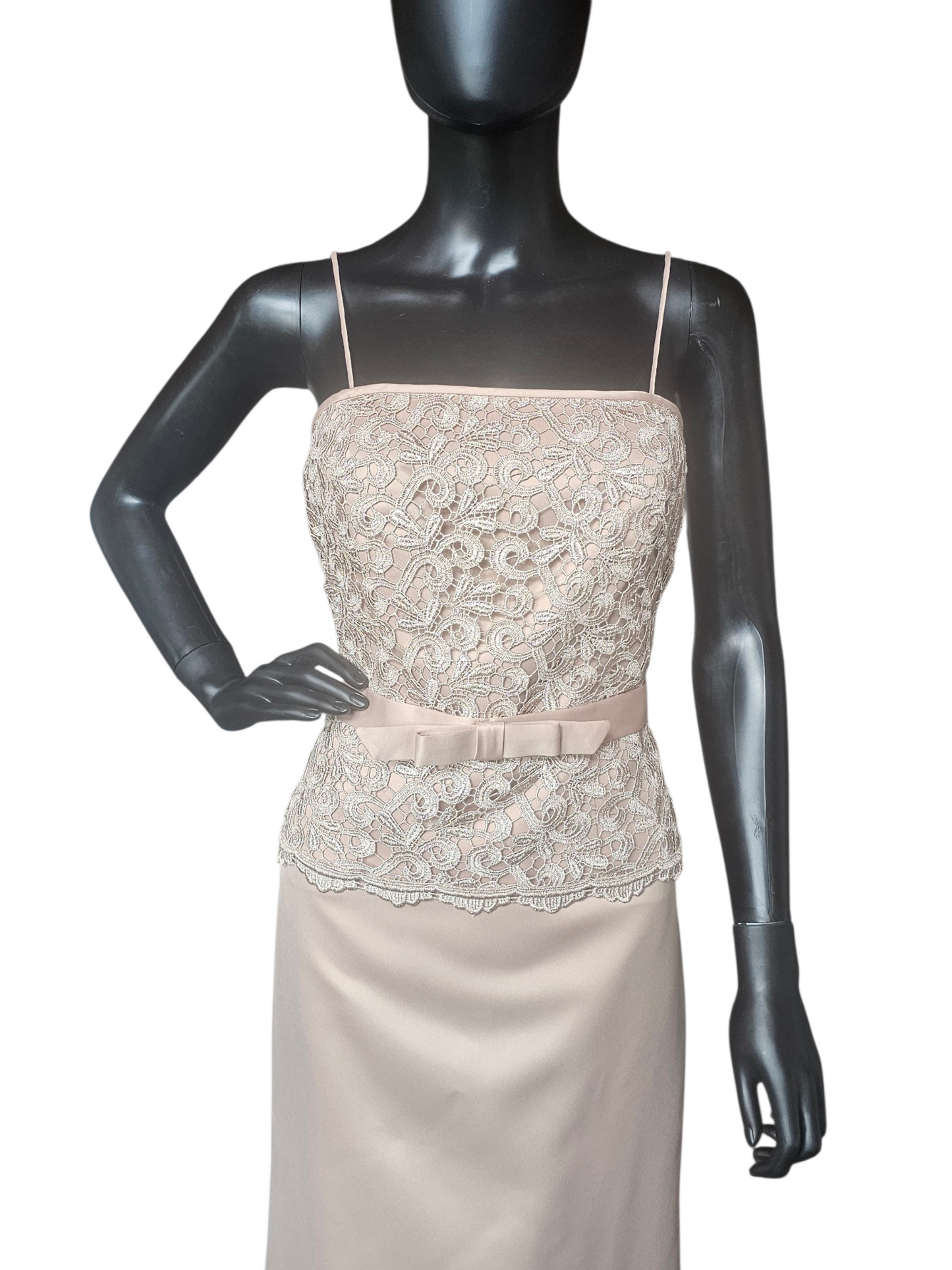 Gold Lace Fitted Satin W/Jacket Formal Dress - Cachet