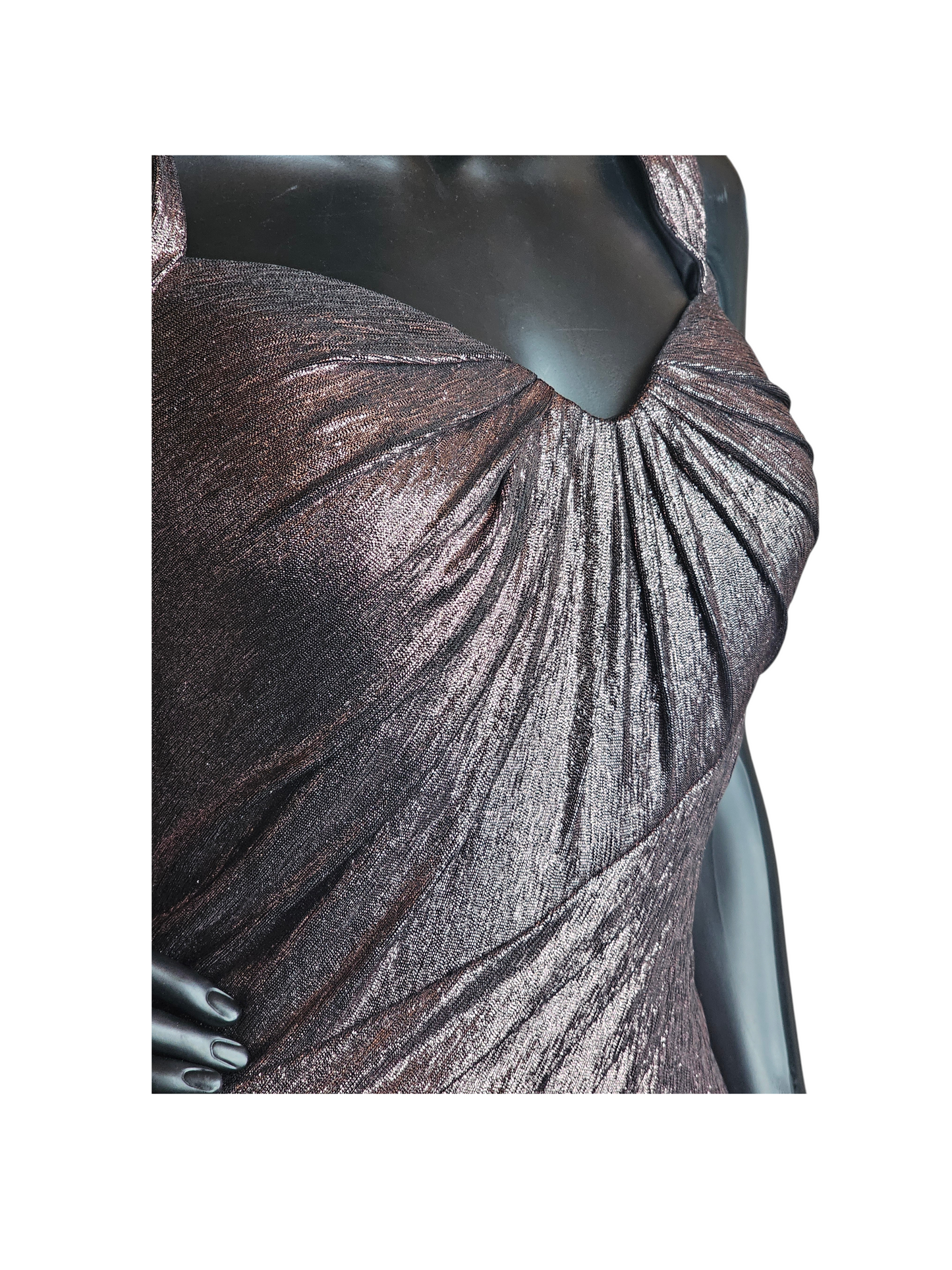 Rose Liquid Gold Drape Halter Formal Dress NWT - Tadashi Shoji