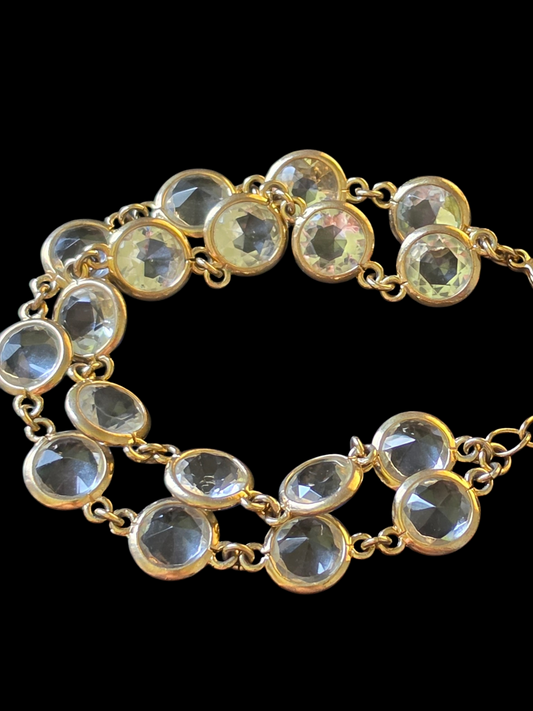 Gold/Crystal Double Strand Clasp Bracelet