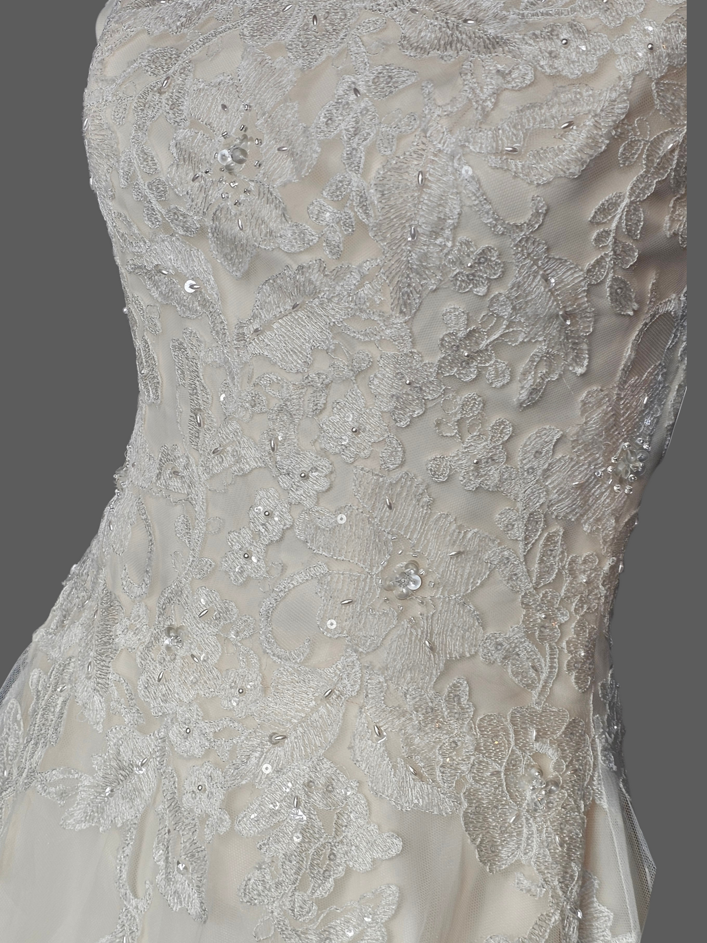 Champagne A-Line Cap Sleeve Floral Embroidered Wedding Gown - Bliss