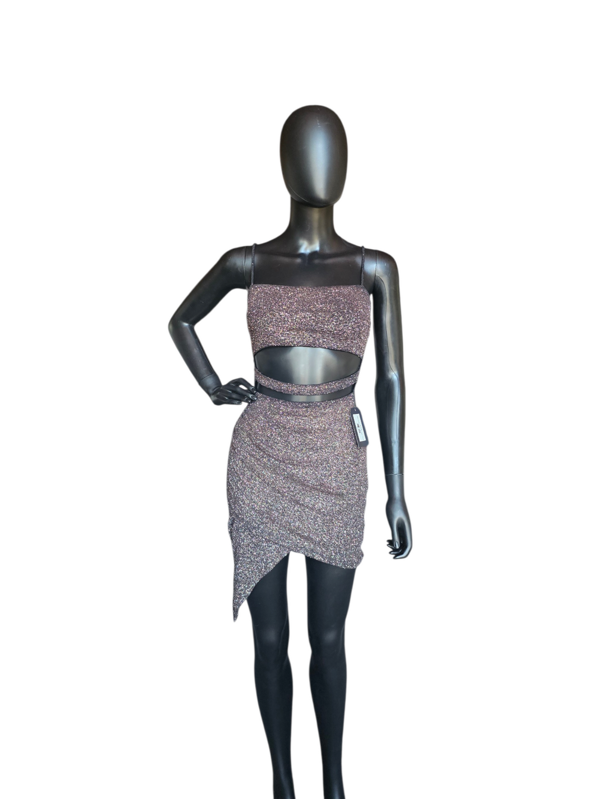Black Glitter Cutout Homecoming Dress - Windsor