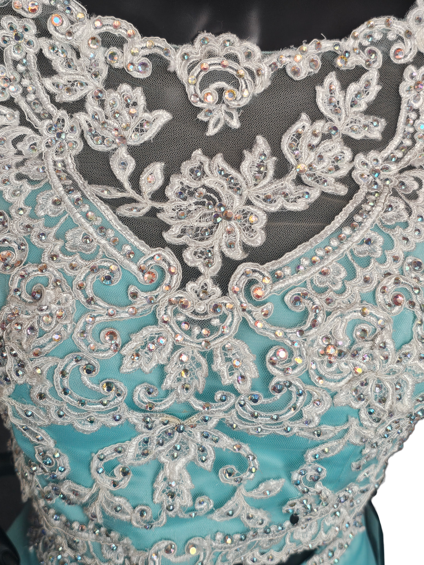 2 Piece Turquoise/White Cap Sleeve Prom/Formal Dress - Mori Lee
