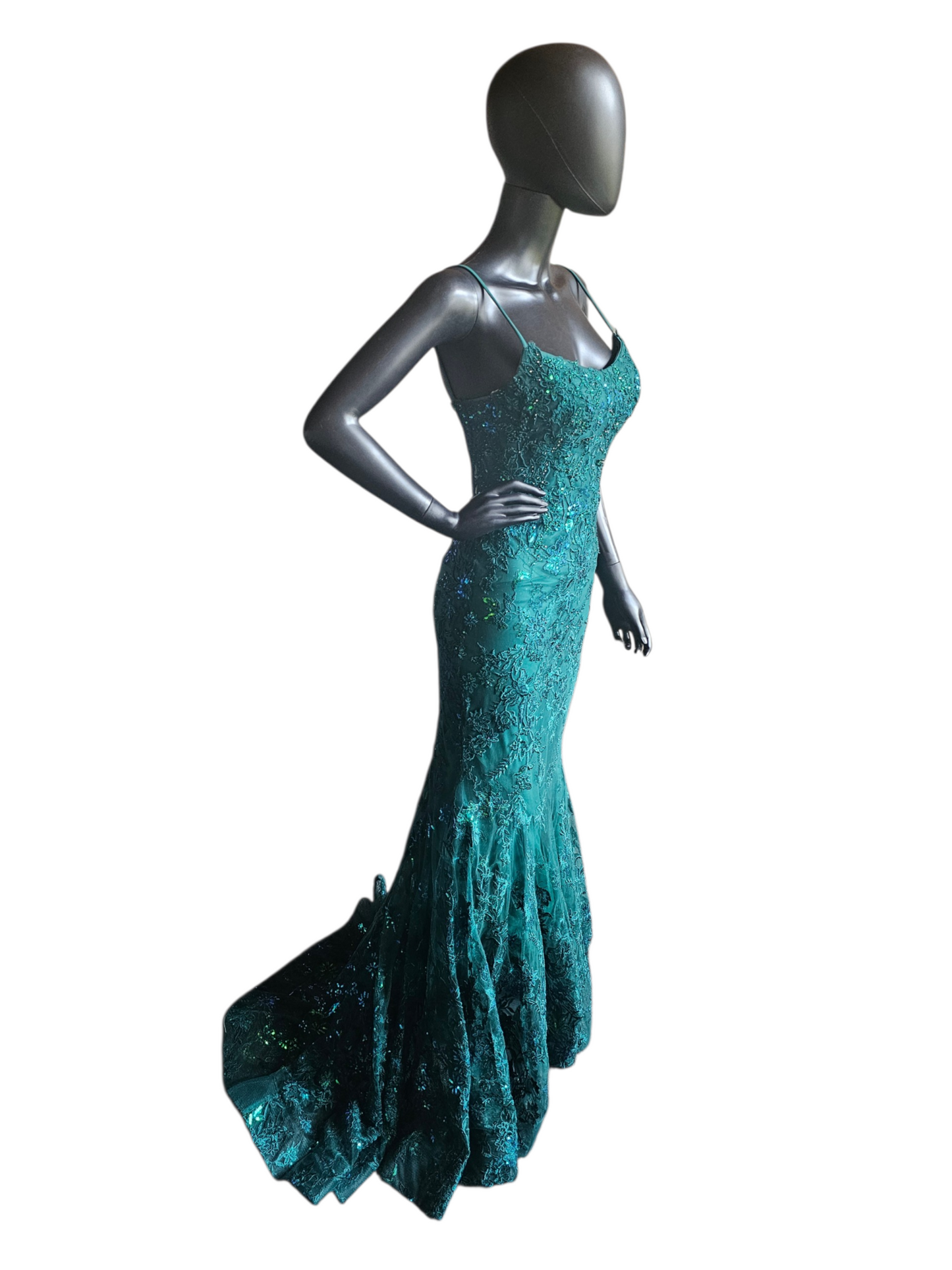 Hunter Mermaid Green/Blue Mesh Sequin Lace Formal Dress/Prom Dress - Ellie Wilde