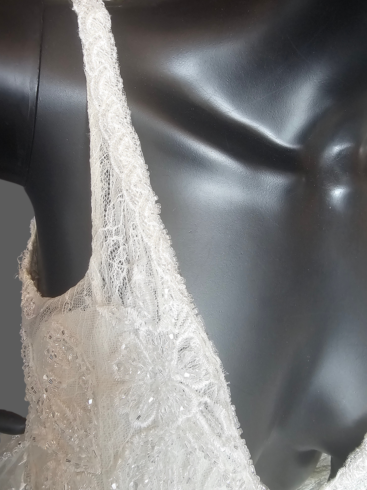 Ivory V-Neck Plunge Layered Sparkle - Di La Sena